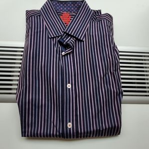 English Laundry Navy and Red Striped Dress Shirt